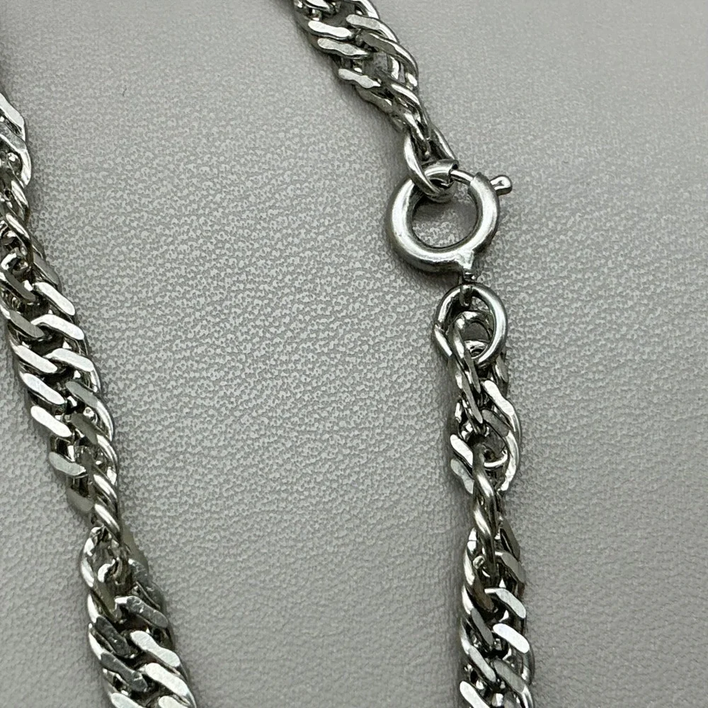 Necklace Silver Tone Twisted Rope Chain Long Layering Statement 40 Inch Classic
